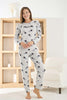 Pijamoni Kadın Pijama Takımı Uzun Kollu Bisiklet Yaka Waffle Kumaş Kalpli
