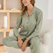 Pijamoni Kadın Pijama Takımı Uzun Kollu Gömlek Yaka Avakado Desenli Sofya