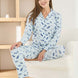 Pijamoni Kadın Pijama Takımı Uzun Kollu Gömlek Yaka Berlin Raporlu Bulut Desenli
