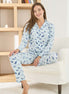 Pijamoni Kadın Pijama Takımı Uzun Kollu Gömlek Yaka Berlin Raporlu Bulut Desenli