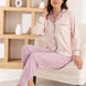 Pijamoni Kadın Pijama Takımı Uzun Kollu Gömlek Yaka Cepli Milan Kumaş Çiçek Desenli