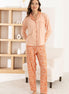 Pijamoni Kadın Pijama Takımı Uzun Kollu Gömlek Yaka Cepli Milan Kumaş Desenli