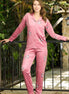 Pijamoni Kadın Pijama Takımı Uzun Kollu Gömlek Yaka Desenli Fransız Kadife
