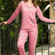 Pijamoni Kadın Pijama Takımı Uzun Kollu Gömlek Yaka Desenli Fransız Kadife
