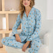 Pijamoni Kadın Pijama Takımı Uzun Kollu Gömlek Yaka Desenli Sofya