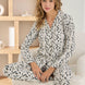 Pijamoni Kadın Pijama Takımı Uzun Kollu Gömlek Yaka Geometrik Desenli Sofya