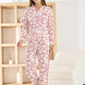Pijamoni Kadın Pijama Takımı Uzun Kollu Gömlek Yaka Waffle Kumaş Büyük Kalp Desenli