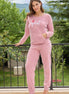 Pijamoni Kadın Pijama Takımı Uzun Kollu Yıldızlı Fitilli Polar