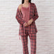 Pijamoni Kadın Sabahlıklı Pijama Takımı İp Askılı Kadife Desenli