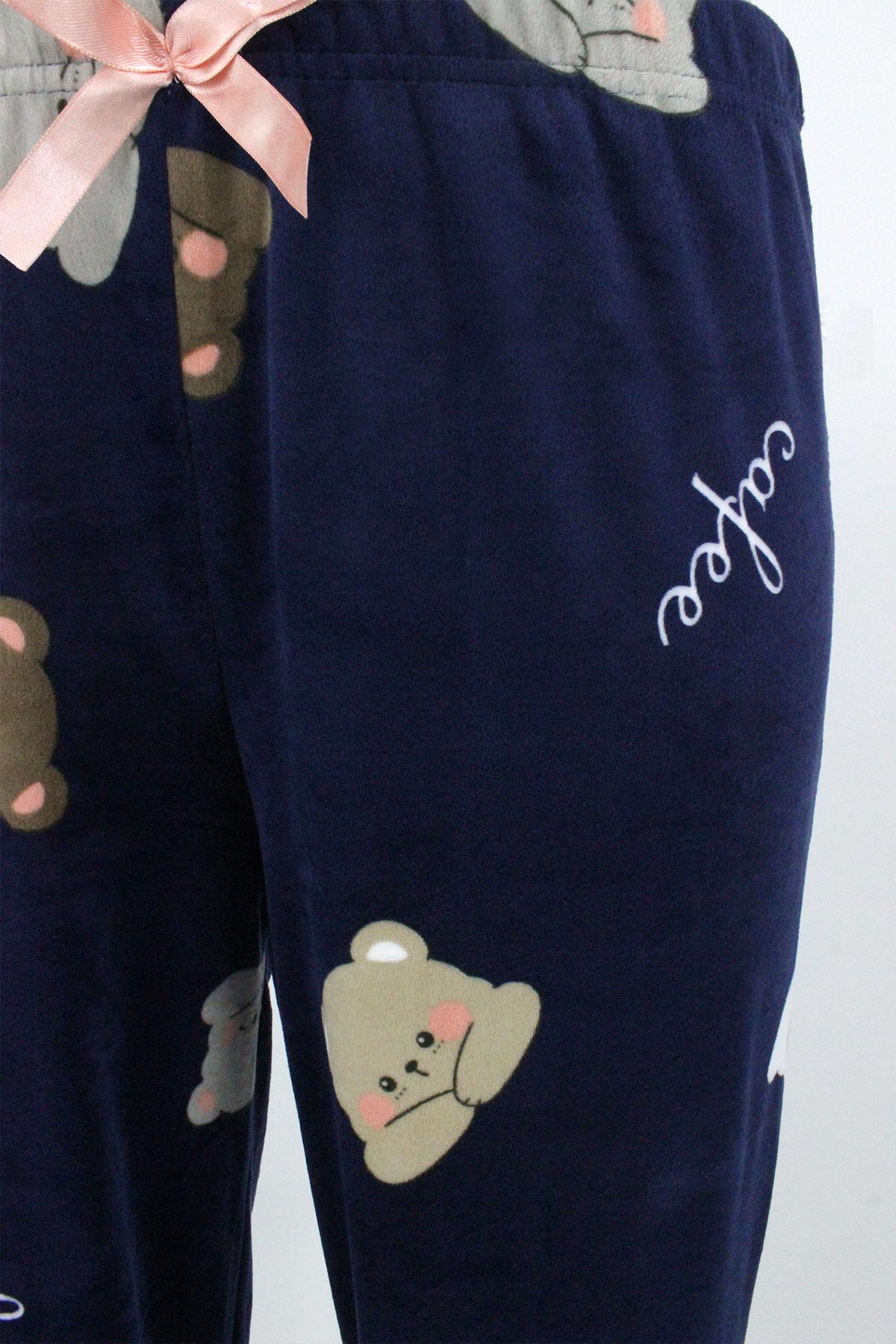 Pijamoni Kadın Tek Alt Pijama Baskılı Kadife