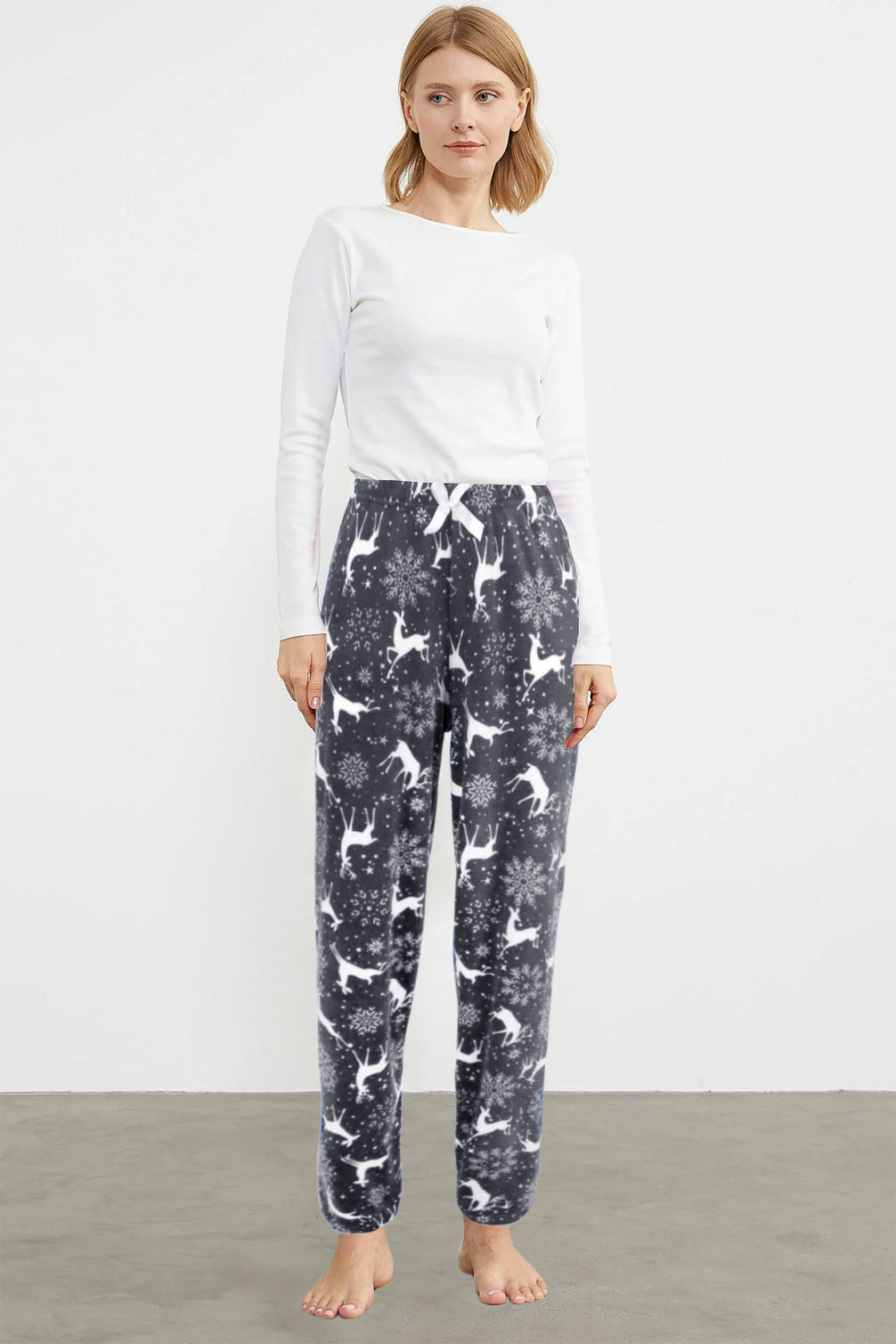 Pijamoni Kadın Tek Alt Pijama Baskılı Kadife