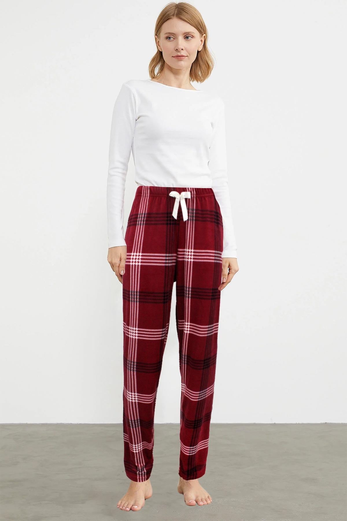 Pijamoni Kadın Tek Alt Pijama Baskılı Kadife