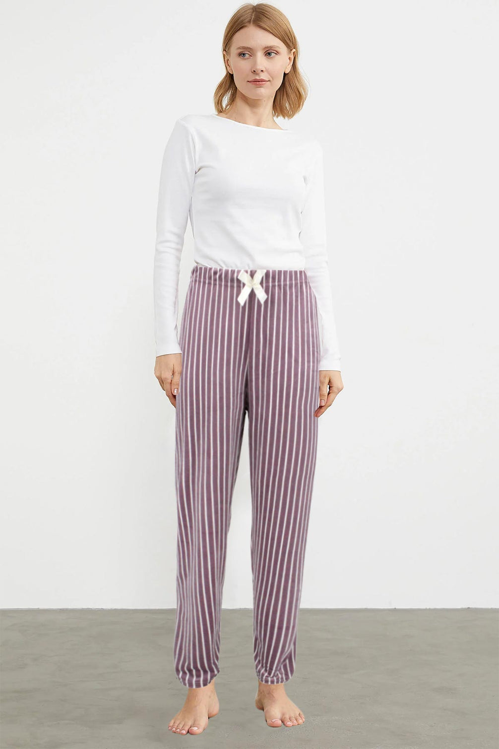Pijamoni Kadın Tek Alt Pijama Baskılı Kadife
