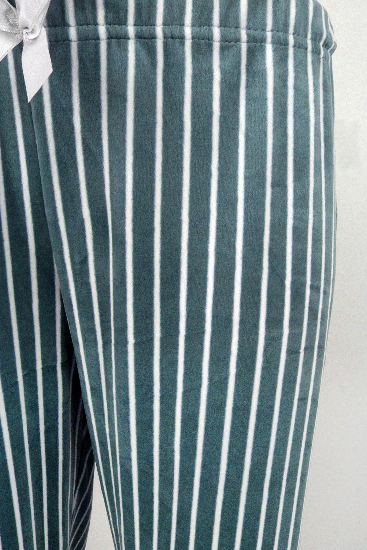 Pijamoni Kadın Tek Alt Pijama Baskılı Kadife