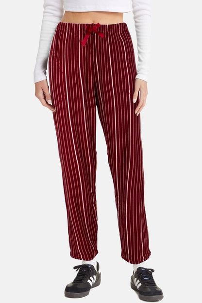 Pijamoni Kadın Tek Alt Pijama Cepli Desenli Süet Büyük Beden