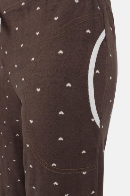 Pijamoni Kadın Tek Alt Pijama Cepli Desenli Süet Büyük Beden