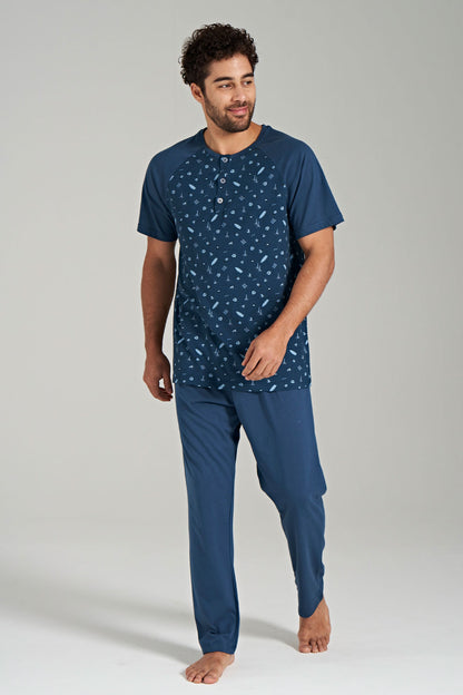 Pınarca Erkek Pijama Takımı Kısa Kollu Yuvarlak Yaka