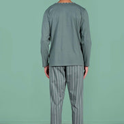 Pınarca Erkek Pijama Takımı Uzun Kollu Altı Çizgili Pamuklu