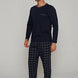 Pınarca Erkek Pijama Takımı Uzun Kollu Düğmeli Kareli Pijama Altı