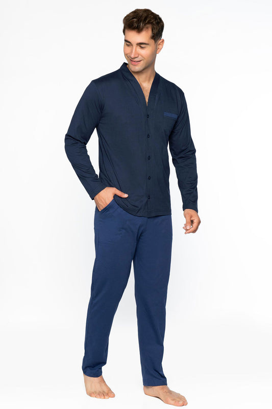 Pınarca Erkek Pijama Takımı Uzun Kollu Gömlek Yaka