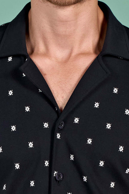 Pınarca Erkek Pijama Takımı Uzun Kollu Gömlek Yaka Büyük Beden Desenli Pamuklu