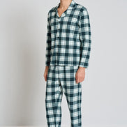 Pınarca Erkek Pijama Takımı Uzun Kollu Gömlek Yaka Penye Kareli