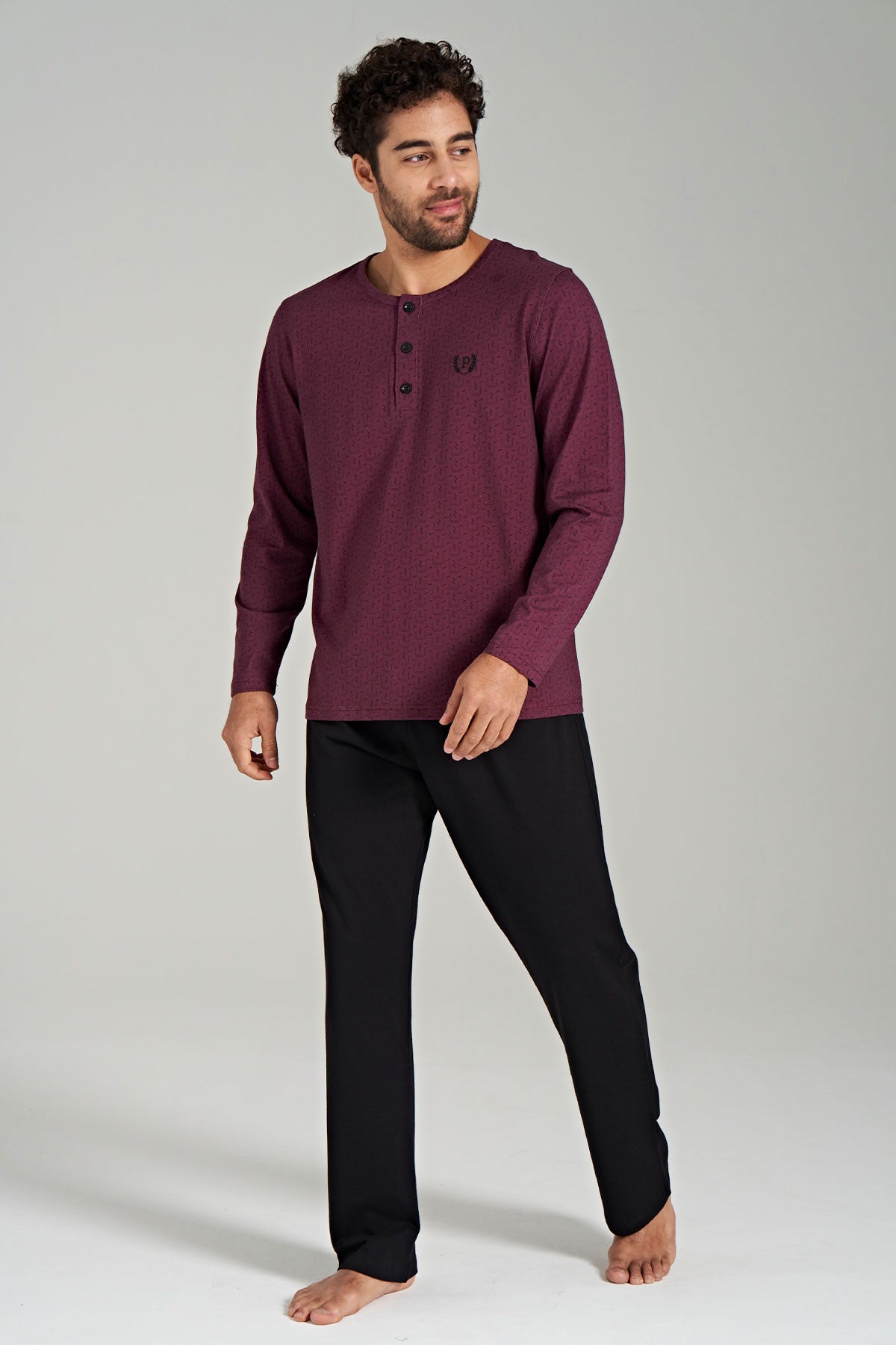 Pınarca Erkek Pijama Takımı Uzun Kollu İnce Çizgili Büyük Beden