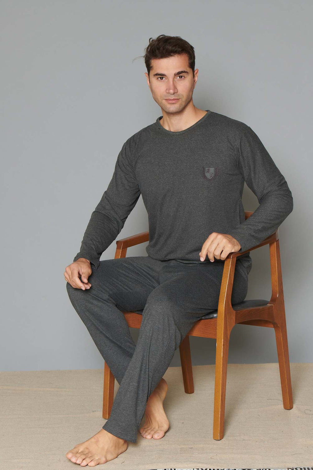Pınarca Erkek Pijama Takımı Uzun Kollu Pamuklu Büyük Beden