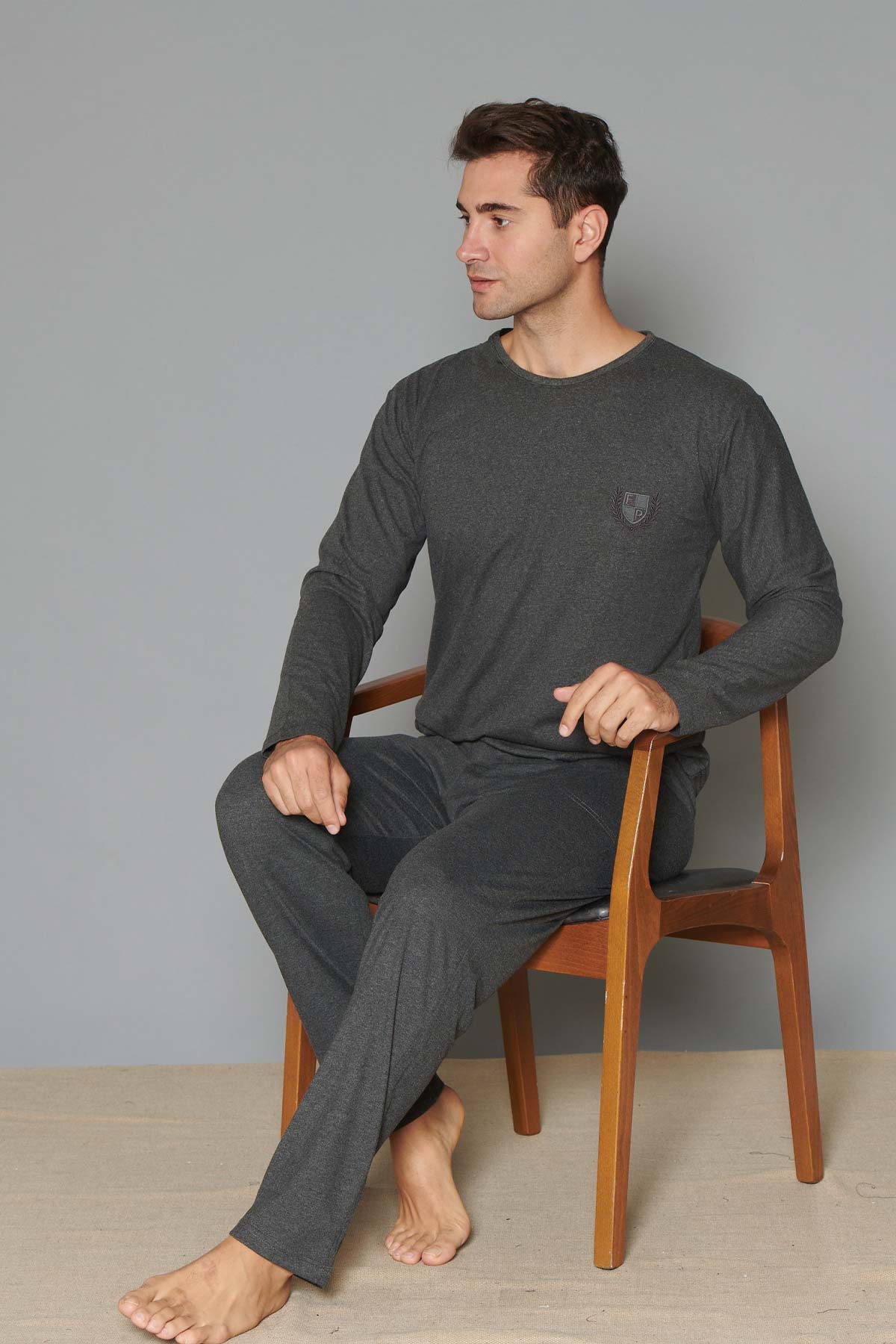 Pınarca Erkek Pijama Takımı Uzun Kollu Pamuklu Büyük Beden