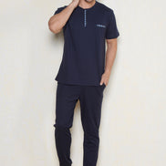 Pınarca Erkek Üç Düğmeli Kısa Kollu Pijama Takım
