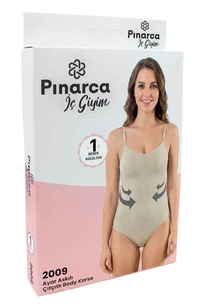 Pınarca Kadın Body Korse Ayarlanabilir İp Askılı Çıtçıtlı