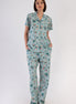 Pınarca Kadın Pijama Takım Büyük Beden Kısa Kollu Pamuklu Gömlek Yaka Çiçek Desenli