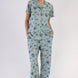 Pınarca Kadın Pijama Takım Büyük Beden Kısa Kollu Pamuklu Gömlek Yaka Çiçek Desenli