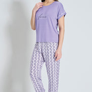 Pınarca Kadın Pijama Takım Kısa Kollu Paça Manşetli