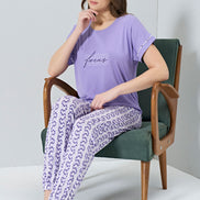 Pınarca Kadın Pijama Takım Kısa Kollu Paça Manşetli