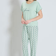 Pınarca Kadın Pijama Takım Kısa Kollu Paça Manşetli