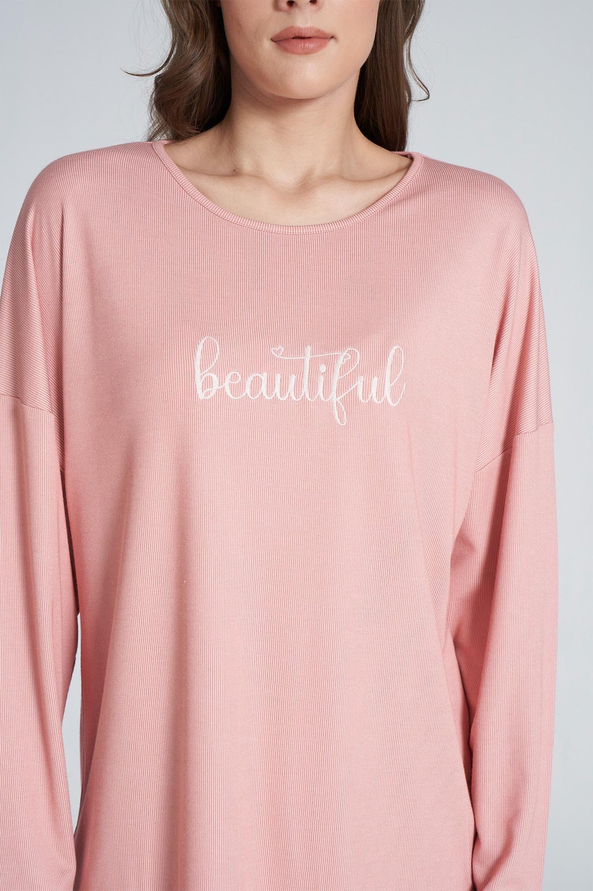 Pınarca Kadın Pijama Takımı Bisiklet Yaka Altı Çiçek Desenli