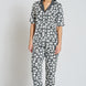 Pınarca Kadın Pijama Takımı Gömlek Yaka Kısa Kollu Desenli Büyük Beden