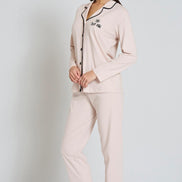 Pınarca Kadın Pijama Takımı Gömlek Yaka Uzun Kollu