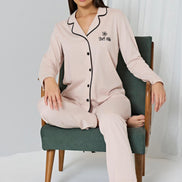 Pınarca Kadın Pijama Takımı Gömlek Yaka Uzun Kollu