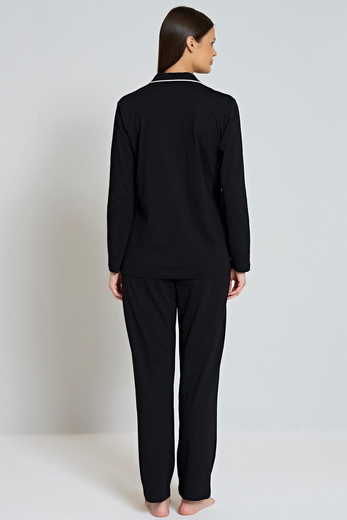 Pınarca Kadın Pijama Takımı Gömlek Yaka Uzun Kollu Büyük Beden