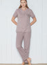 Pınarca Kadın Pijama Takımı Kısa Kollu 3 Düğmeli Nokta Desenli