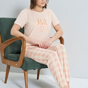 Pınarca Kadın Pijama Takımı Kısa Kollu Awesome Yazılı