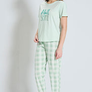 Pınarca Kadın Pijama Takımı Kısa Kollu Awesome Yazılı