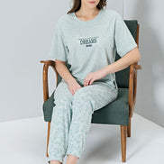 Pınarca Kadın Pijama Takımı Kısa Kollu Çiçek Desenli