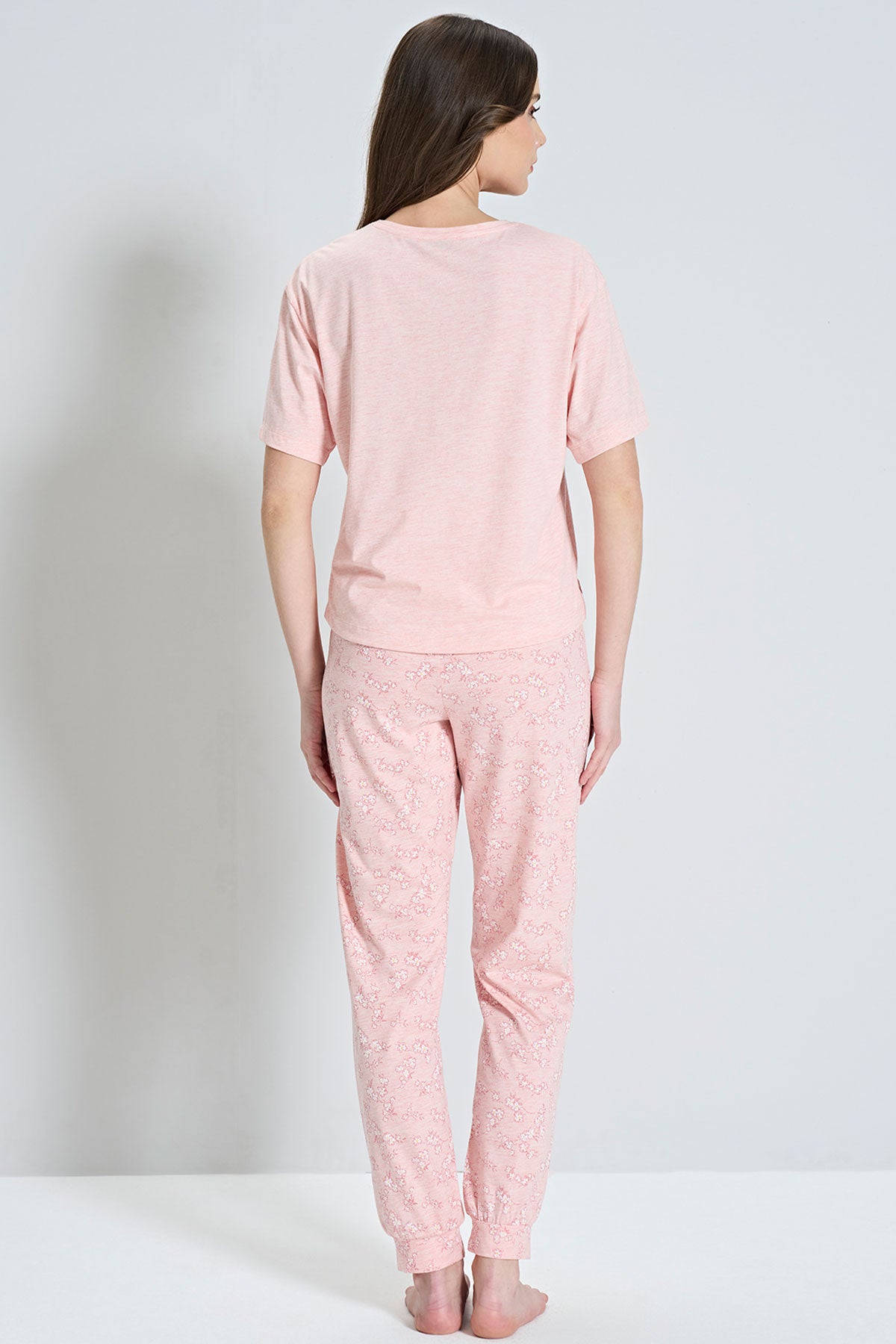 Pınarca Kadın Pijama Takımı Kısa Kollu Çiçek Desenli
