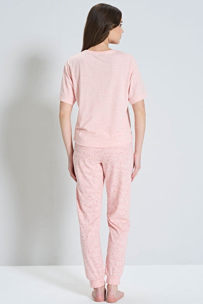 Pınarca Kadın Pijama Takımı Kısa Kollu Çiçek Desenli