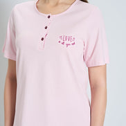 Pınarca Kadın Pijama Takımı Kısa Kollu Ekose Alt Desenli Bisiklet Yaka