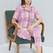 Pınarca Kadın Pijama Takımı Kısa Kollu Ekose Desenli Gömlek Yaka