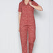 Pınarca Kadın Pijama Takımı Kısa Kollu Gömlek Yaka Geometrik Desenli